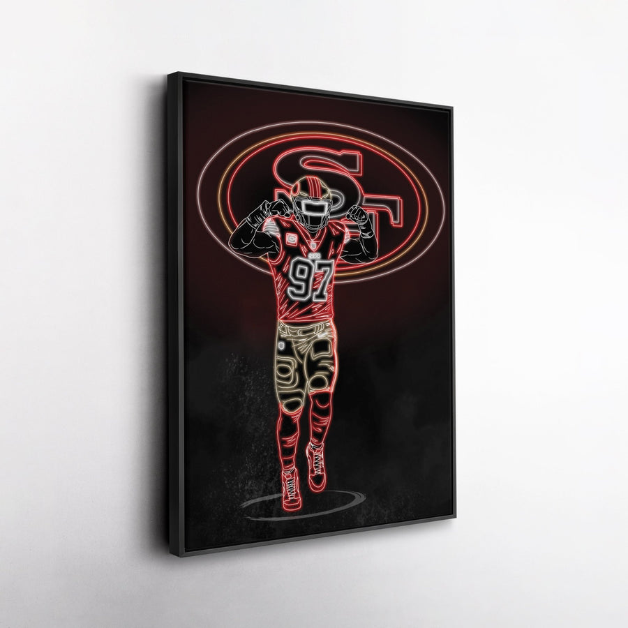 Nick Bosa Neon Canvas Art | 49ers Wall Decor - CanvasNeon
