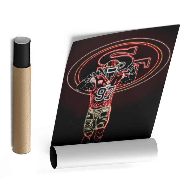 Nick Bosa Neon Canvas Art | 49ers Wall Decor - CanvasNeon