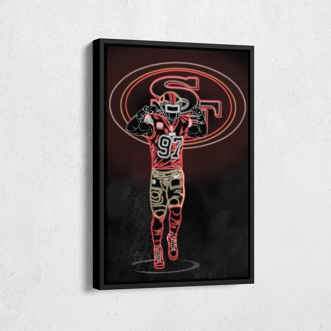 Nick Bosa Neon Canvas Art | 49ers Wall Decor - CanvasNeon