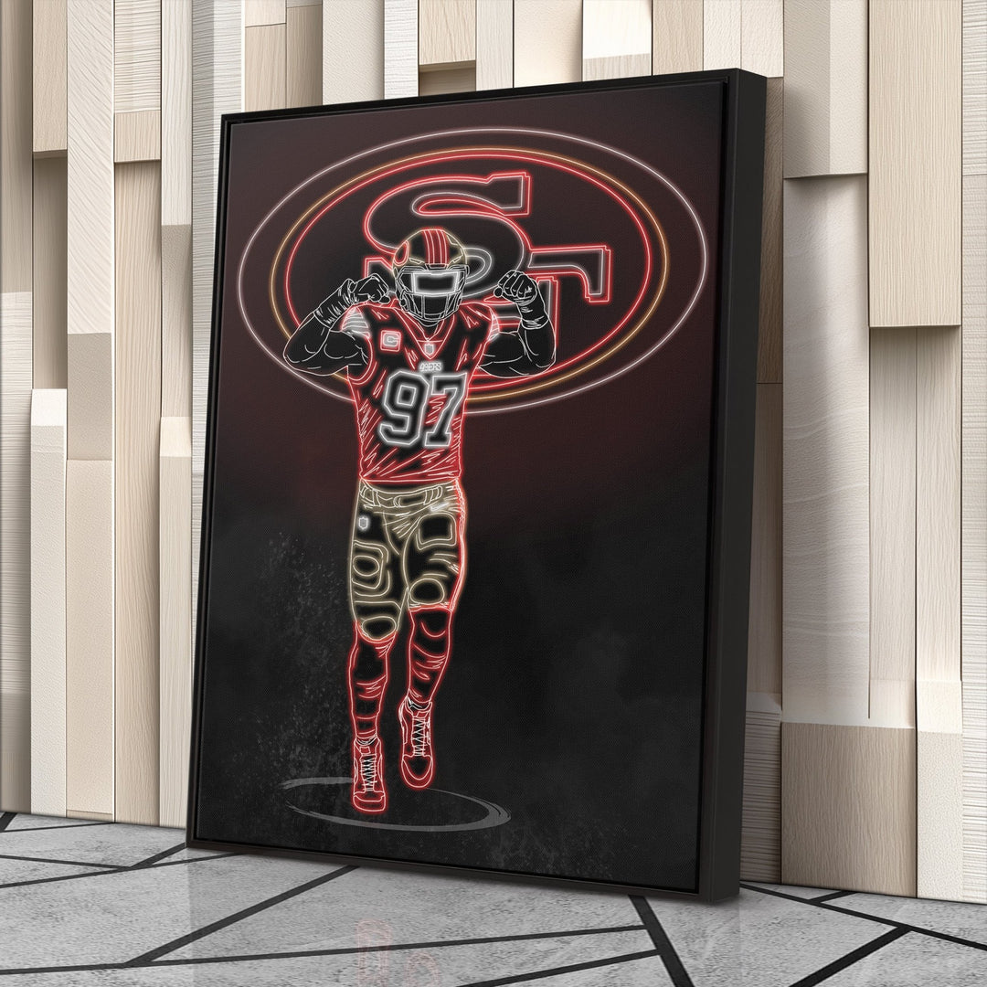 Nick Bosa Neon Canvas Art | 49ers Wall Decor - CanvasNeon