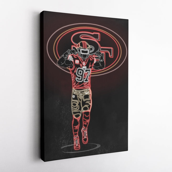 Nick Bosa Neon Canvas Art | 49ers Wall Decor - CanvasNeon