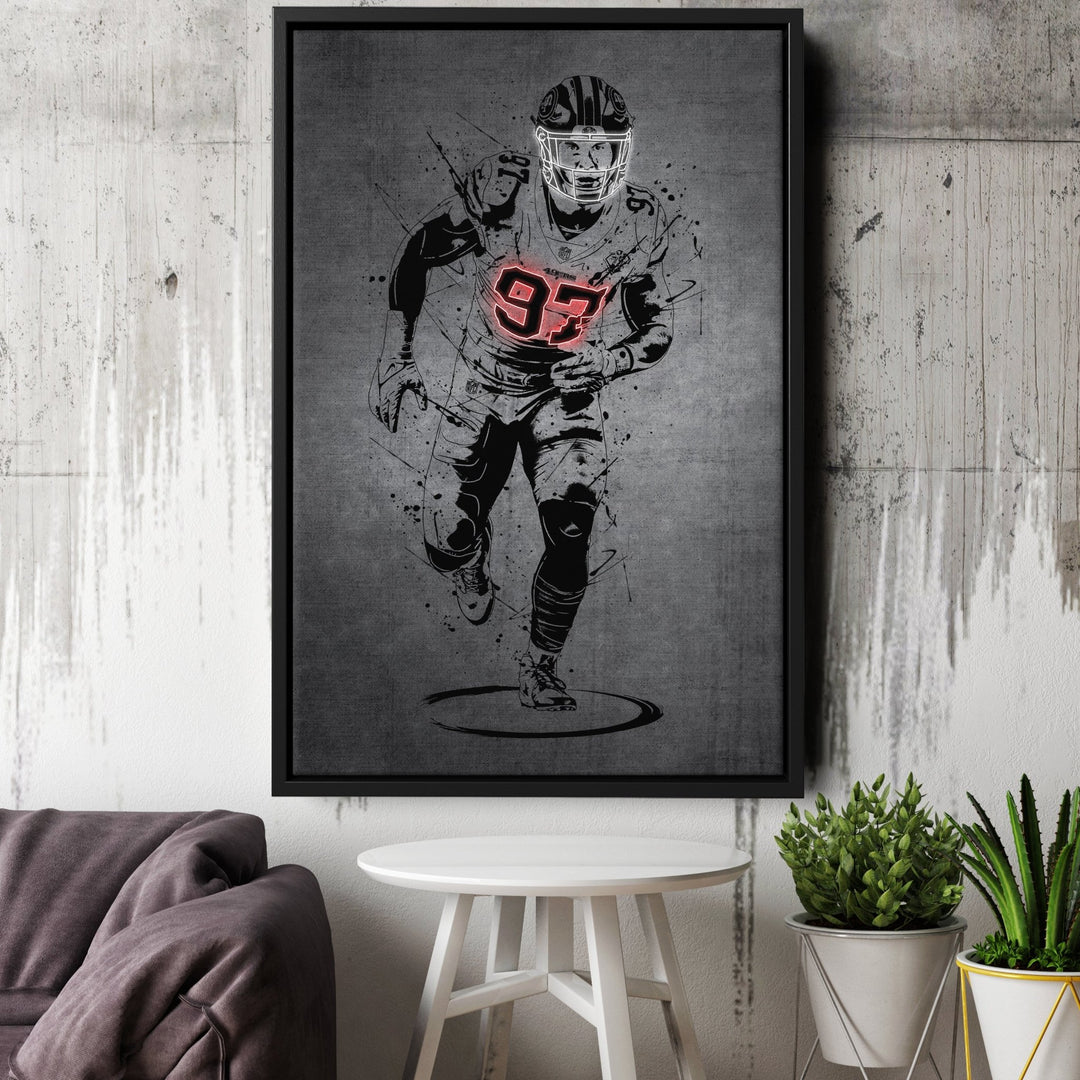 Nick Bosa Neon Canvas Art | Modern Wall Decor for 49ers Fans - CanvasNeon