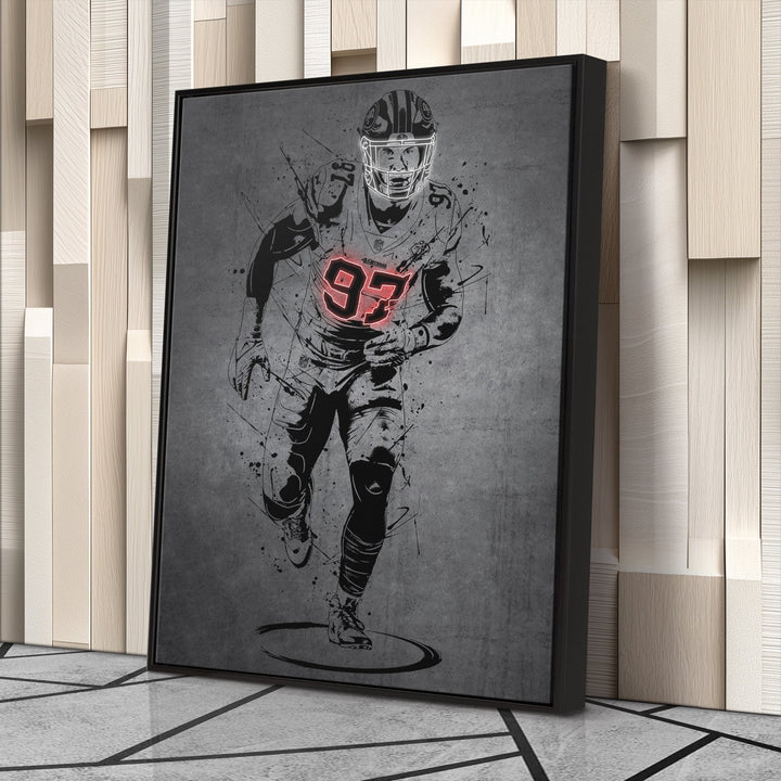 Nick Bosa Neon Canvas Art | Modern Wall Decor for 49ers Fans - CanvasNeon