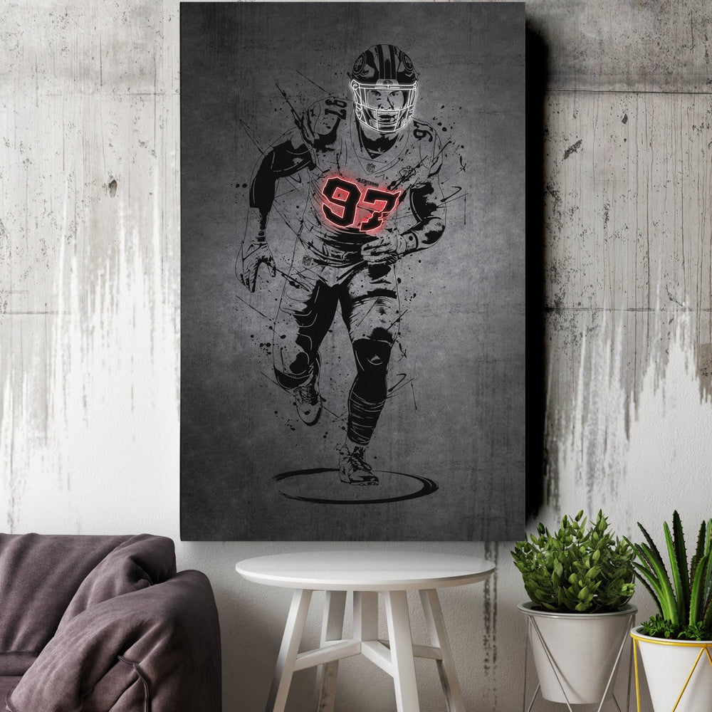 Nick Bosa Neon Canvas Art | Modern Wall Decor for 49ers Fans - CanvasNeon