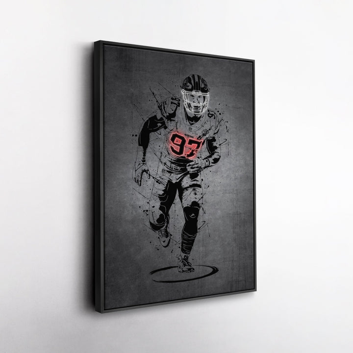 Nick Bosa Neon Canvas Art | Modern Wall Decor for 49ers Fans - CanvasNeon