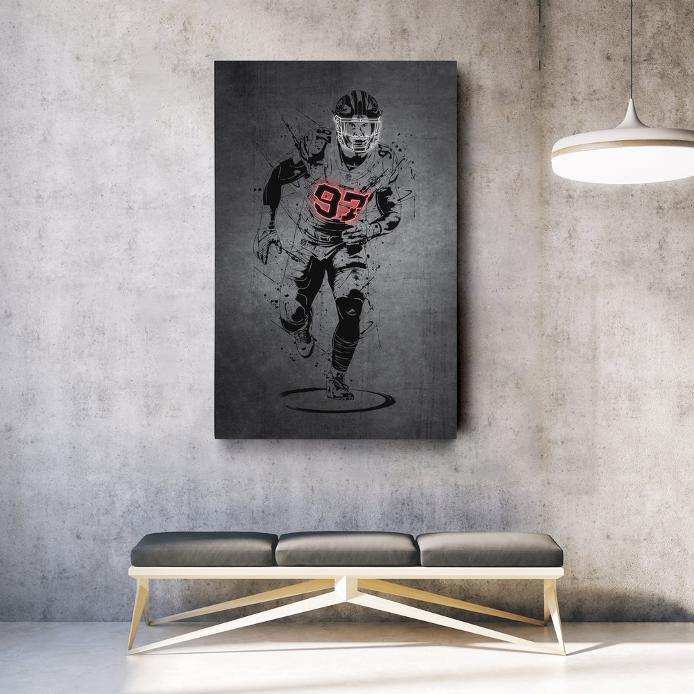 Nick Bosa Neon Canvas Art | Modern Wall Decor for 49ers Fans - CanvasNeon