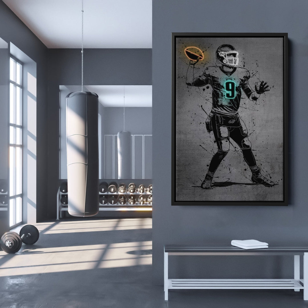 Nick Foles Neon Canvas Art | Modern Wall Decor for Eagles Fans - CanvasNeon