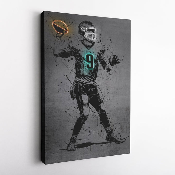 Nick Foles Neon Canvas Art | Modern Wall Decor for Eagles Fans - CanvasNeon