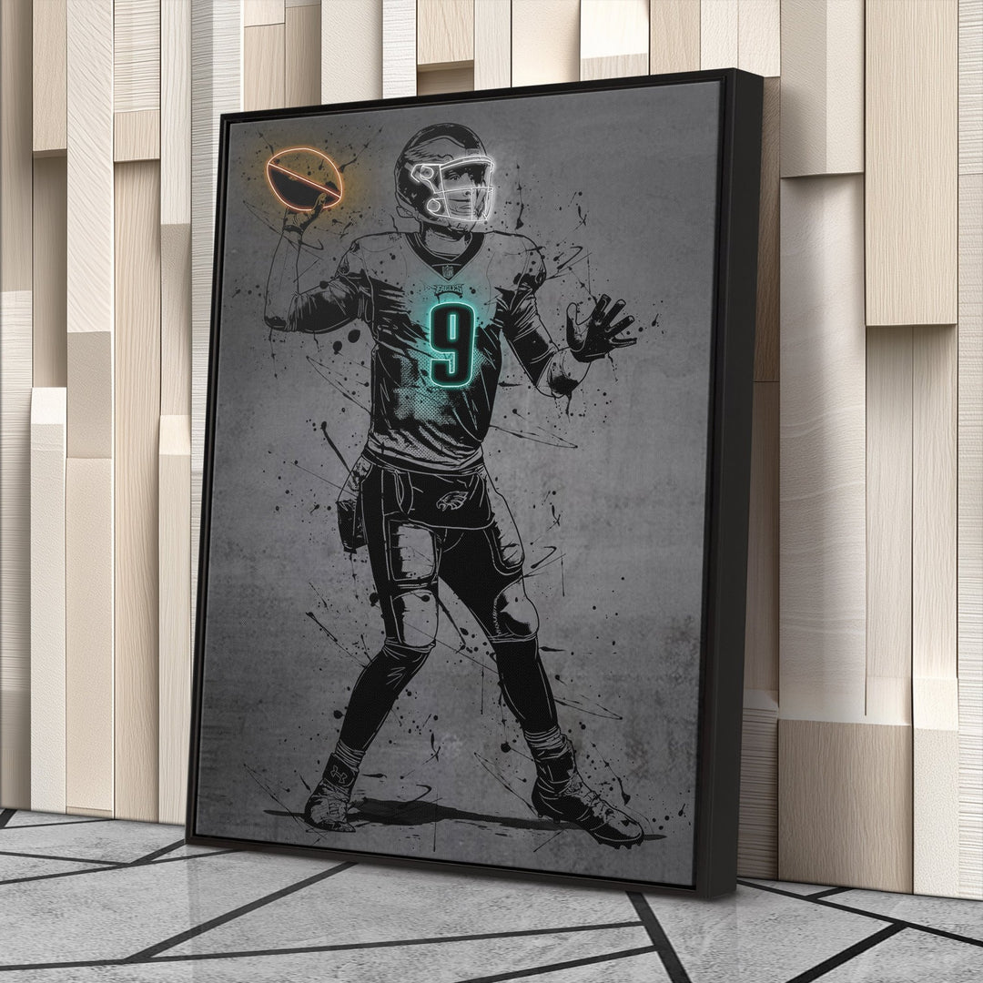 Nick Foles Neon Canvas Art | Modern Wall Decor for Eagles Fans - CanvasNeon