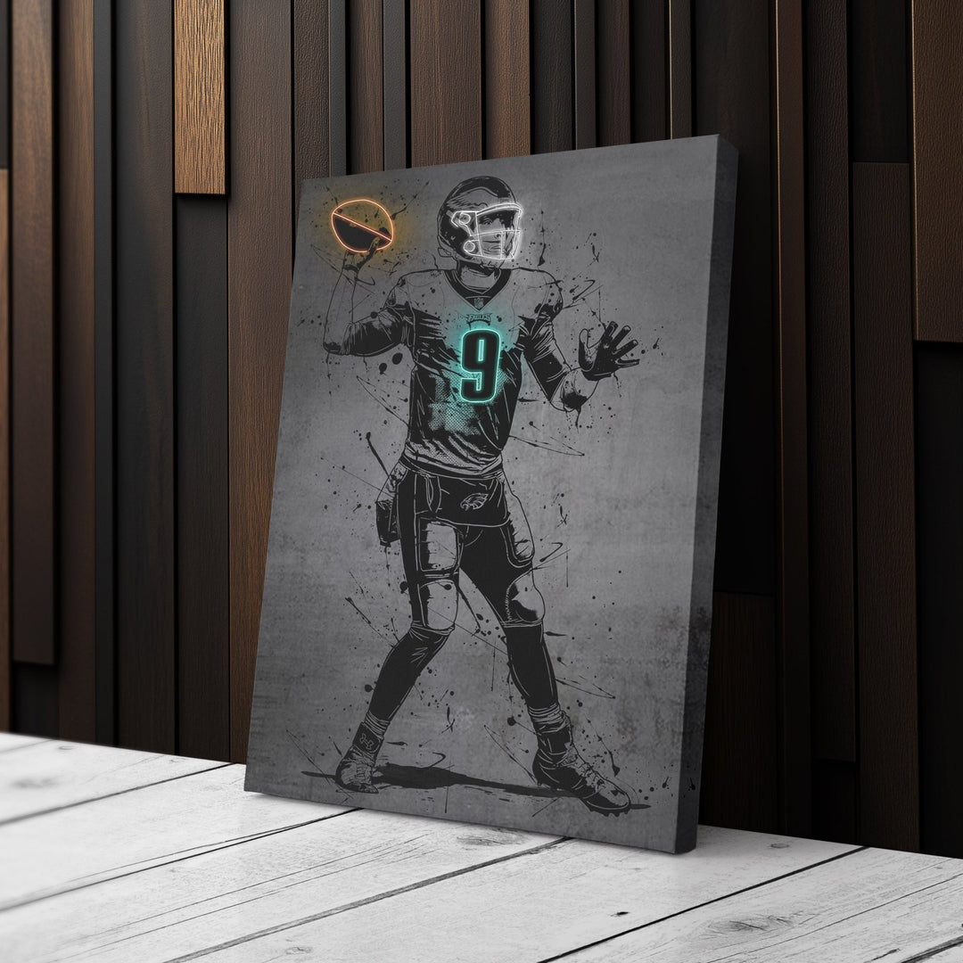 Nick Foles Neon Canvas Art | Modern Wall Decor for Eagles Fans - CanvasNeon