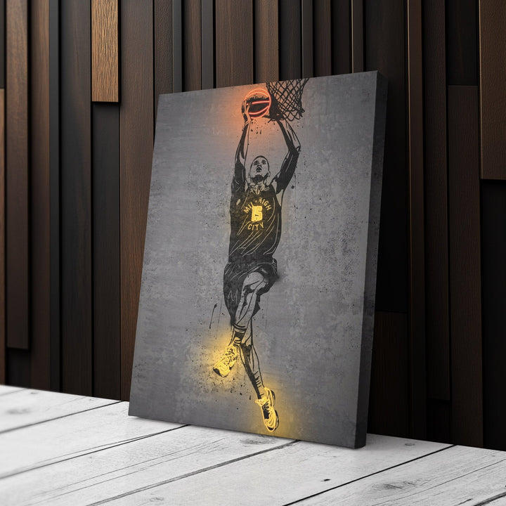 Nikola Jokic Neon Canvas Art | Modern Wall Decor for Nuggets Fans - CanvasNeon