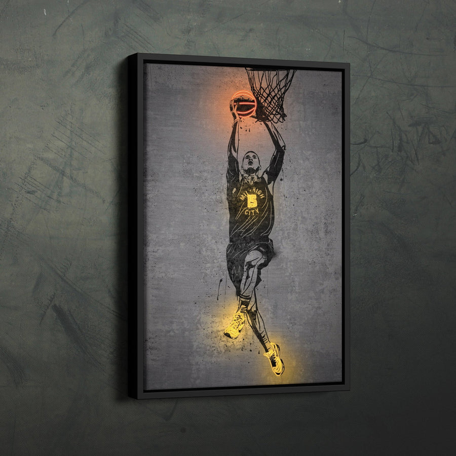 Nikola Jokic Neon Canvas Art | Modern Wall Decor for Nuggets Fans - CanvasNeon