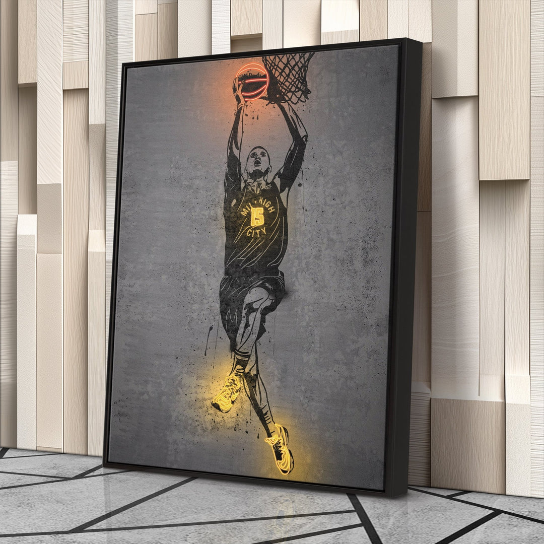 Nikola Jokic Neon Canvas Art | Modern Wall Decor for Nuggets Fans - CanvasNeon