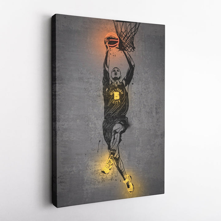 Nikola Jokic Neon Canvas Art | Modern Wall Decor for Nuggets Fans - CanvasNeon