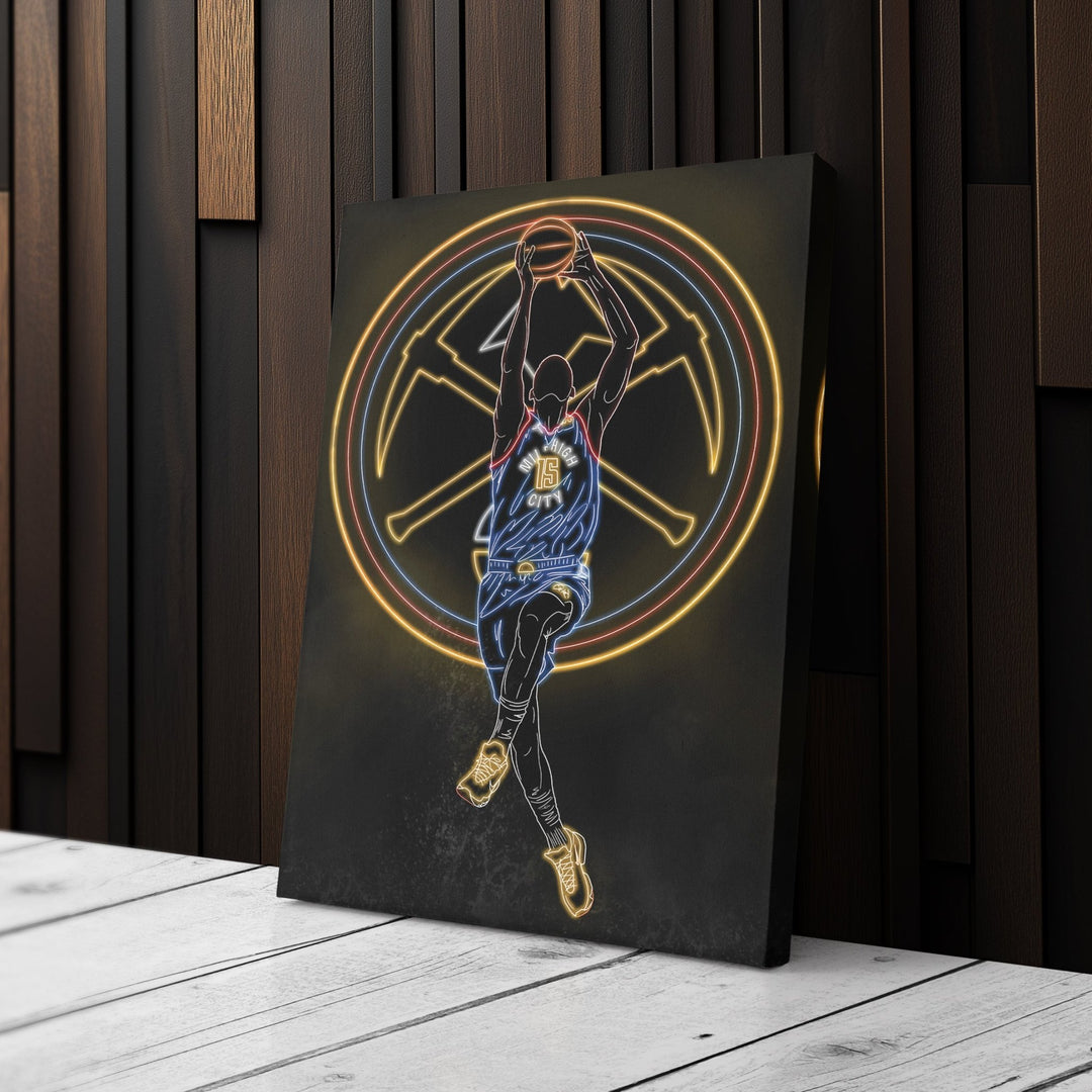 Nikola Jokić Neon Canvas Art | Nuggets Wall Decor - CanvasNeon