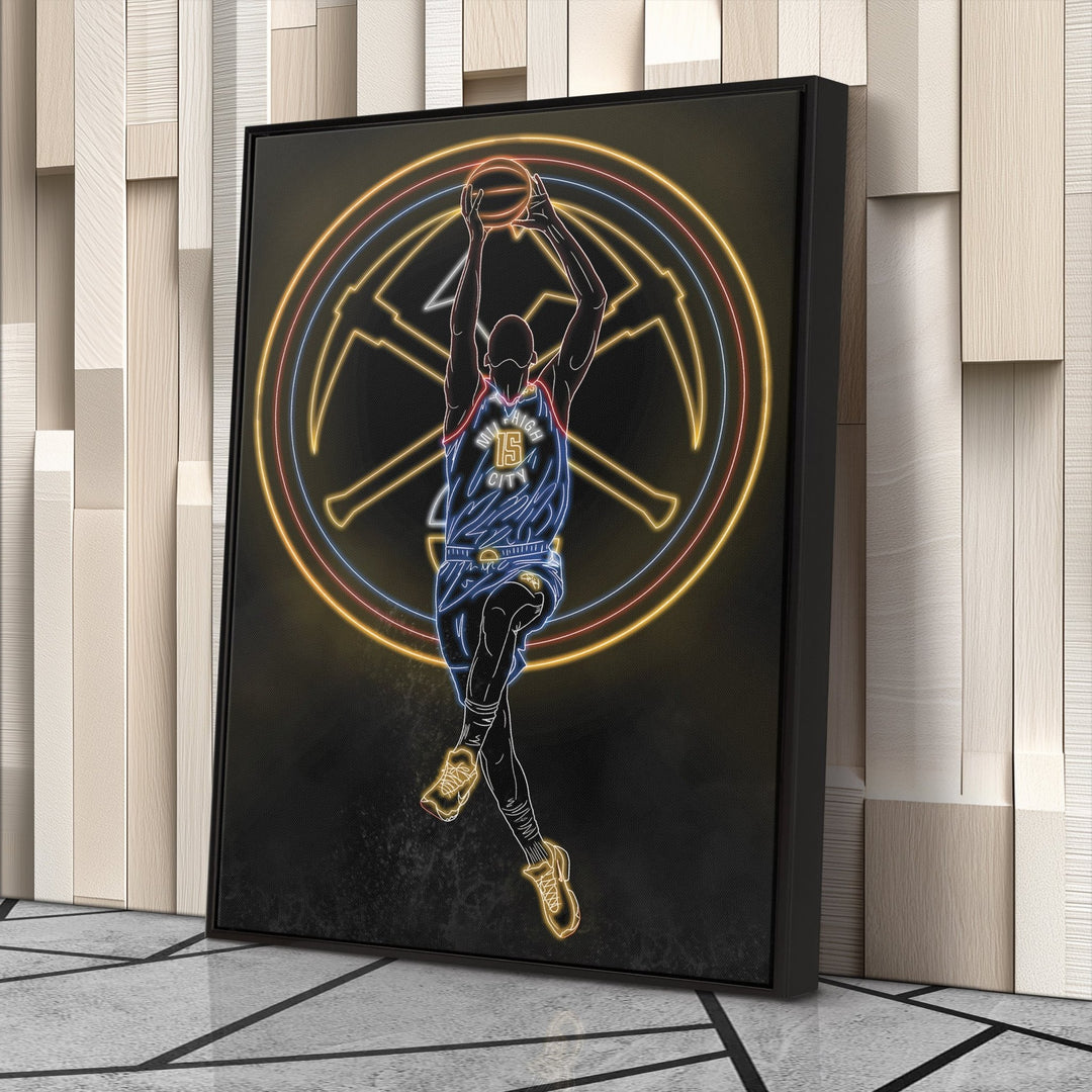 Nikola Jokić Neon Canvas Art | Nuggets Wall Decor - CanvasNeon