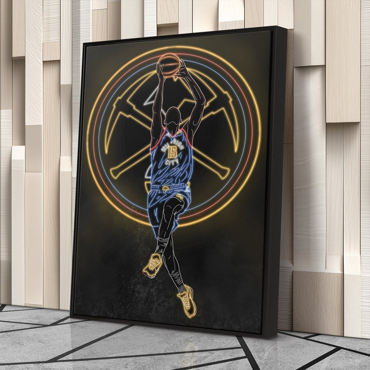 Nikola Jokić Neon Canvas Art | Nuggets Wall Decor - CanvasNeon