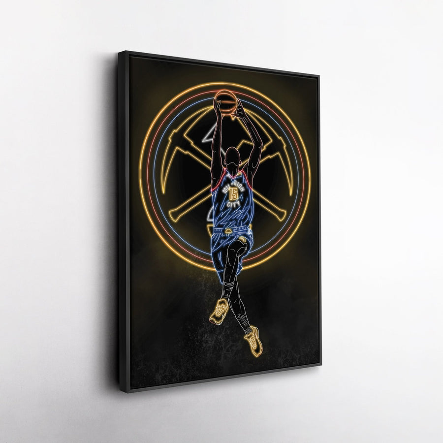 Nikola Jokić Neon Canvas Art | Nuggets Wall Decor - CanvasNeon