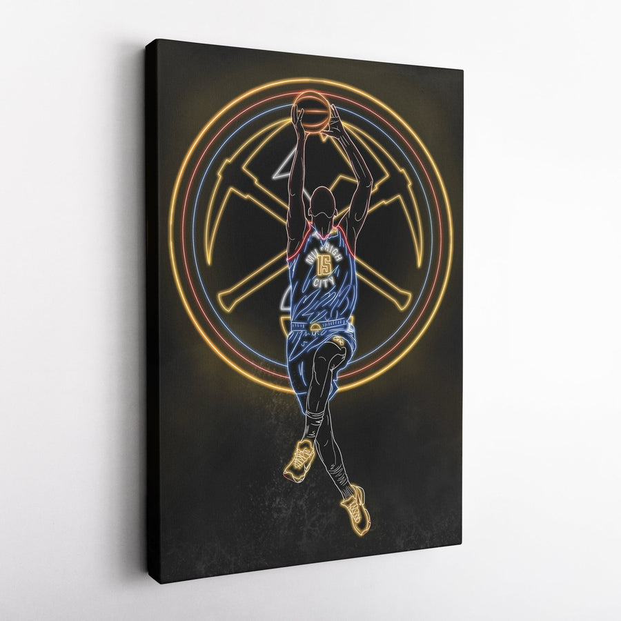 Nikola Jokić Neon Canvas Art | Nuggets Wall Decor - CanvasNeon