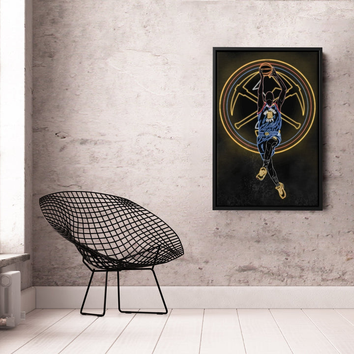 Nikola Jokić Neon Canvas Art | Nuggets Wall Decor - CanvasNeon