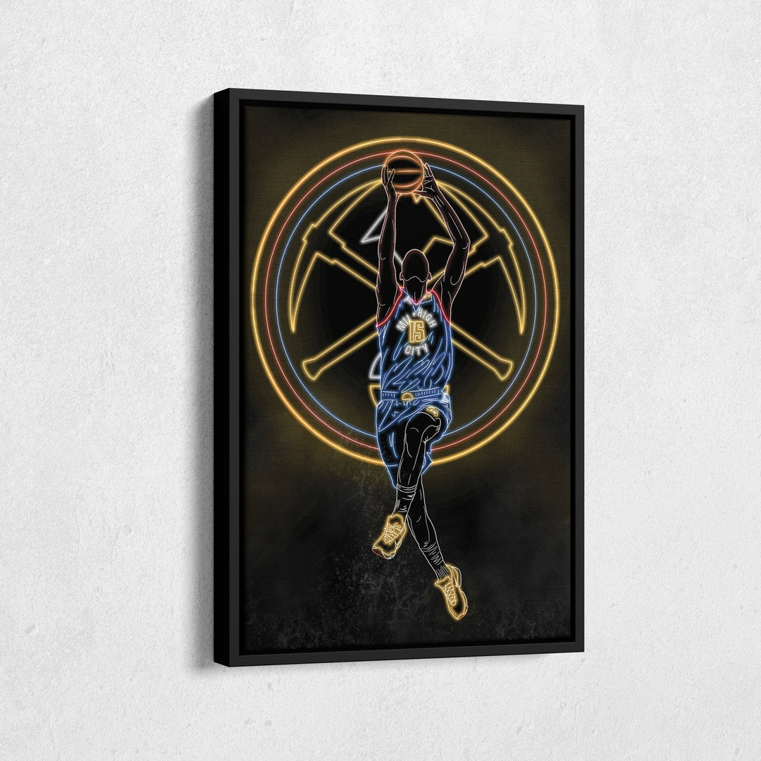 Nikola Jokić Neon Canvas Art | Nuggets Wall Decor - CanvasNeon