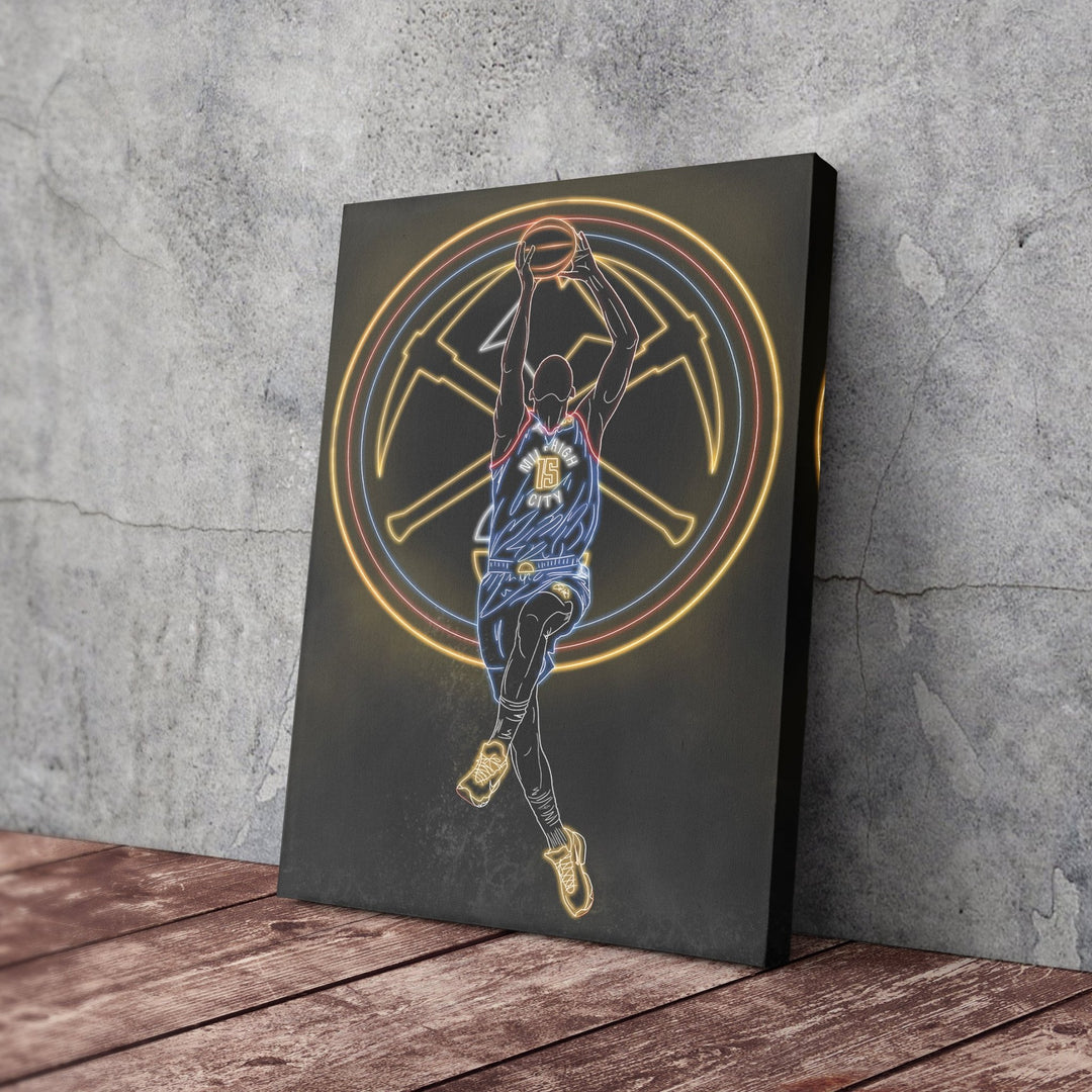 Nikola Jokić Neon Canvas Art | Nuggets Wall Decor - CanvasNeon