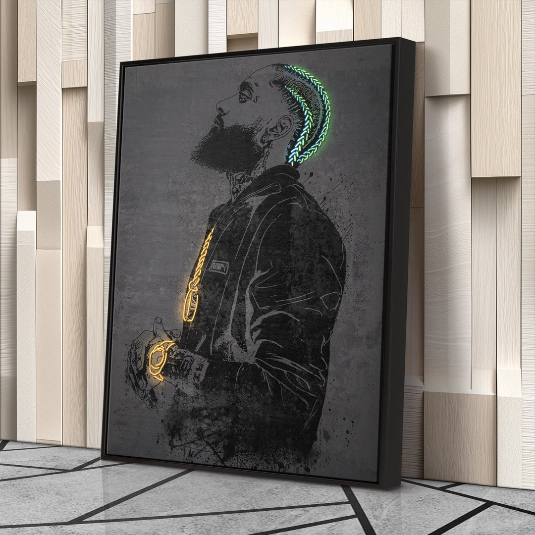 Nipsey Hussle Neon Canvas Art | Music Wall Decor - CanvasNeon