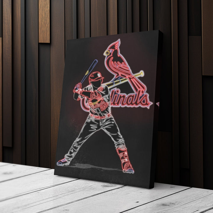 Nolan Arenado Neon Canvas Art | Cardinals Wall Decor - CanvasNeon