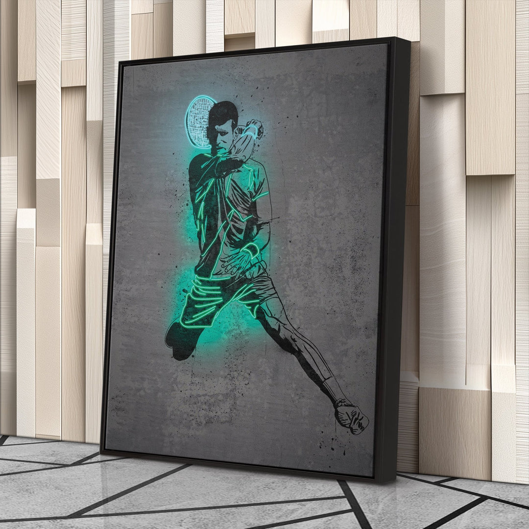 Novak Djokovic Neon Canvas Art | Modern Wall Decor for Tennis Fans - CanvasNeon