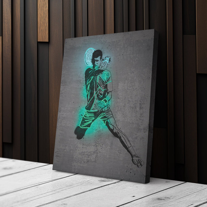 Novak Djokovic Neon Canvas Art | Modern Wall Decor for Tennis Fans - CanvasNeon