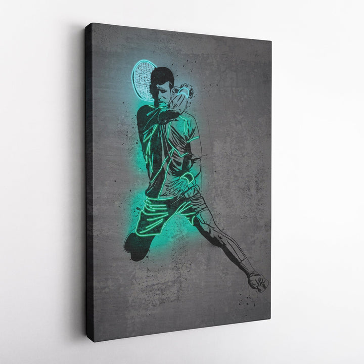 Novak Djokovic Neon Canvas Art | Modern Wall Decor for Tennis Fans - CanvasNeon