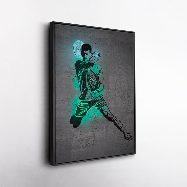 Novak Djokovic Neon Canvas Art | Modern Wall Decor for Tennis Fans - CanvasNeon