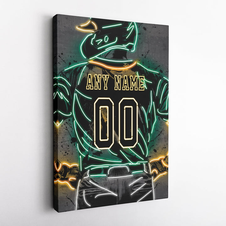Oakland Athletics Custom Jersey Canvas | Neon Wall Art - CanvasNeon
