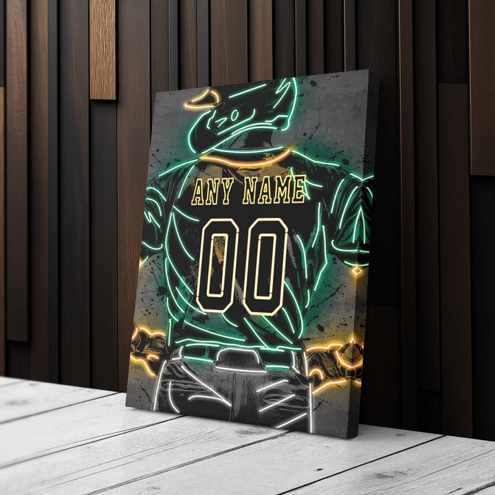 Oakland Athletics Custom Jersey Canvas | Neon Wall Art - CanvasNeon