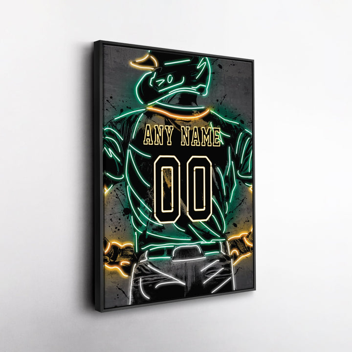 Oakland Athletics Custom Jersey Canvas | Neon Wall Art - CanvasNeon