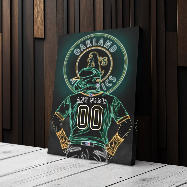 Oakland Athletics Personalized Jersey Canvas | Neon Wall Art - CanvasNeon