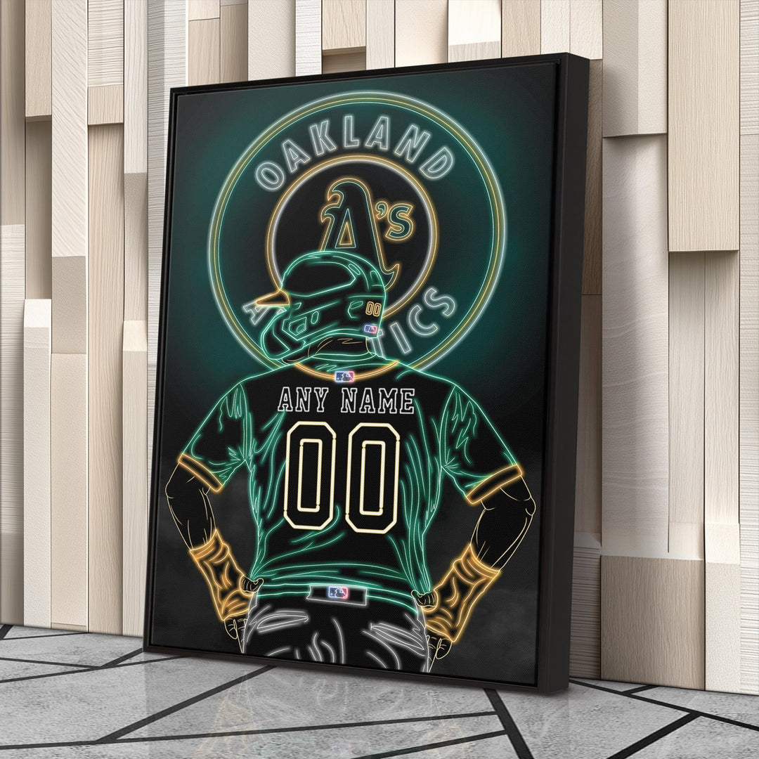 Oakland Athletics Personalized Jersey Canvas | Neon Wall Art - CanvasNeon