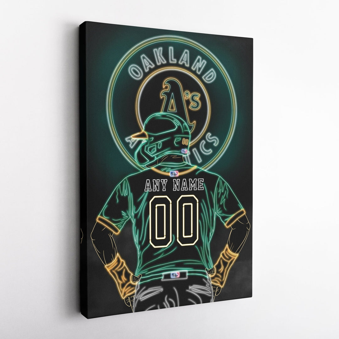 Oakland Athletics Personalized Jersey Canvas | Neon Wall Art - CanvasNeon