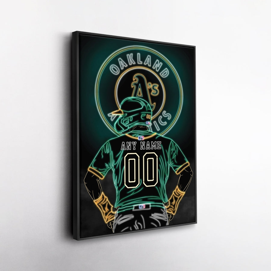 Oakland Athletics Personalized Jersey Canvas | Neon Wall Art - CanvasNeon