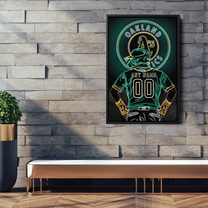 Oakland Athletics Personalized Jersey Canvas | Neon Wall Art - CanvasNeon
