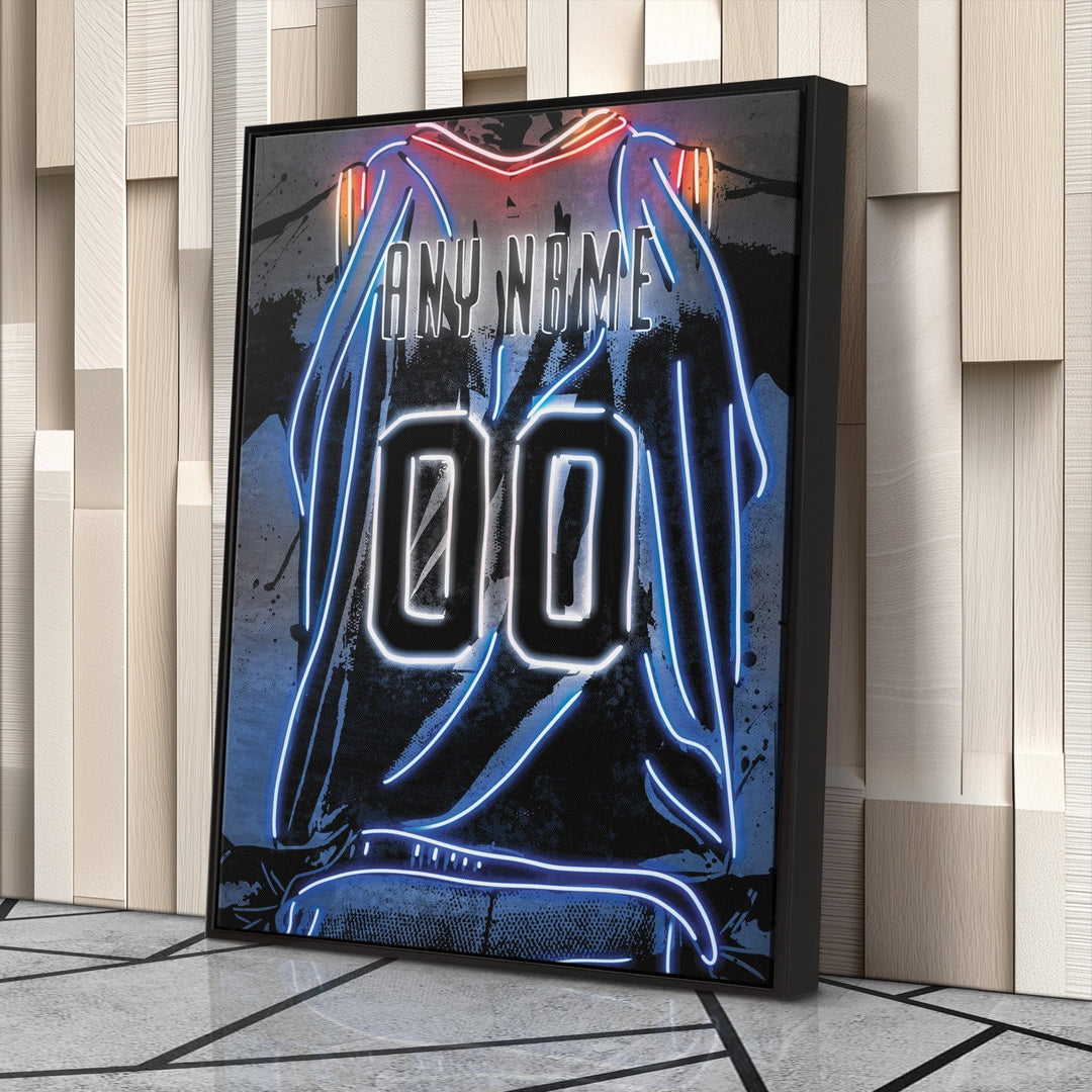 Oklahoma City Thunder Custom Jersey Canvas | Neon Wall Art - CanvasNeon