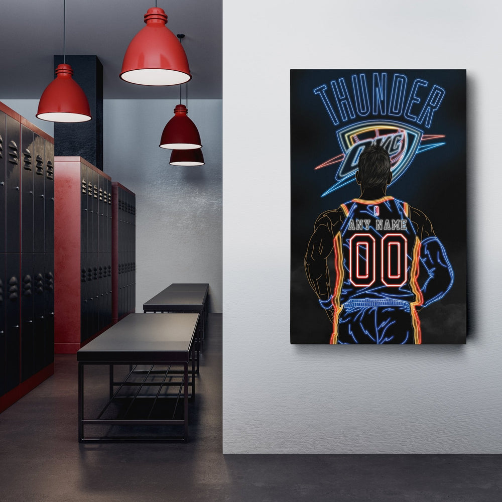 Oklahoma City Thunder Personalized Jersey Canvas | Neon Wall Art - CanvasNeon