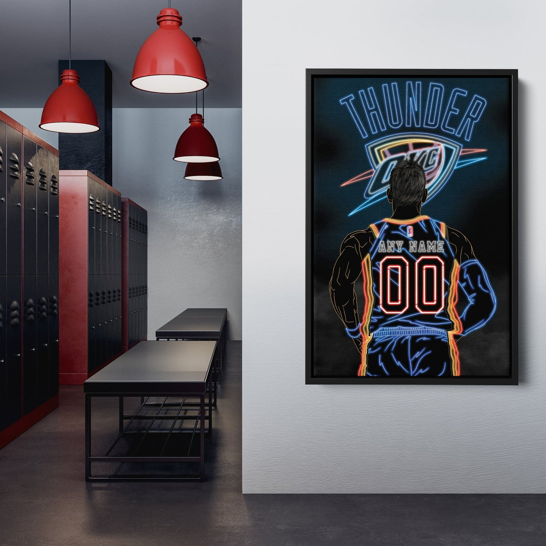Oklahoma City Thunder Personalized Jersey Canvas | Neon Wall Art - CanvasNeon