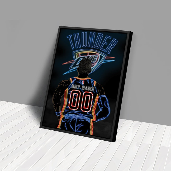 Oklahoma City Thunder Personalized Jersey Canvas | Neon Wall Art - CanvasNeon