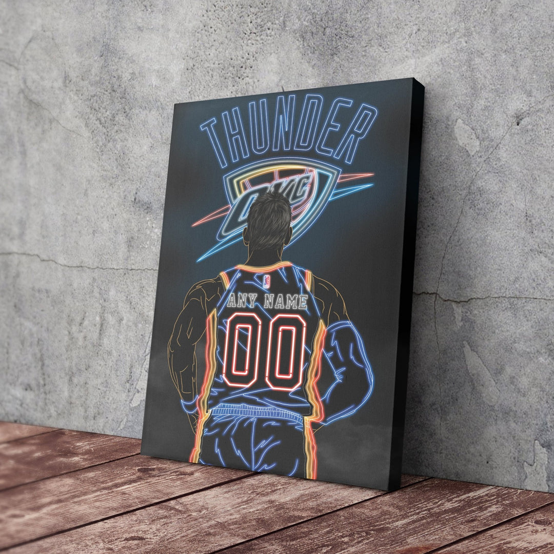 Oklahoma City Thunder Personalized Jersey Canvas | Neon Wall Art - CanvasNeon