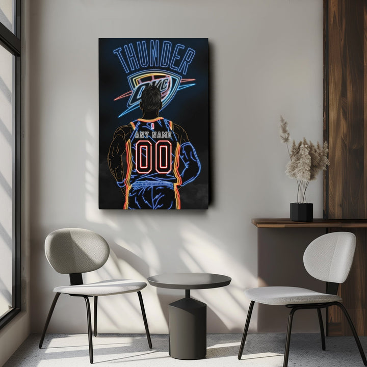 Oklahoma City Thunder Personalized Jersey Canvas | Neon Wall Art - CanvasNeon