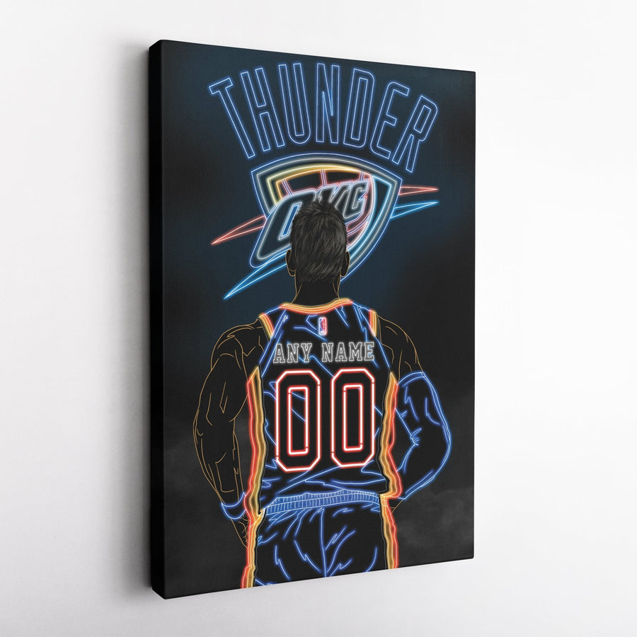 Oklahoma City Thunder Personalized Jersey Canvas | Neon Wall Art - CanvasNeon