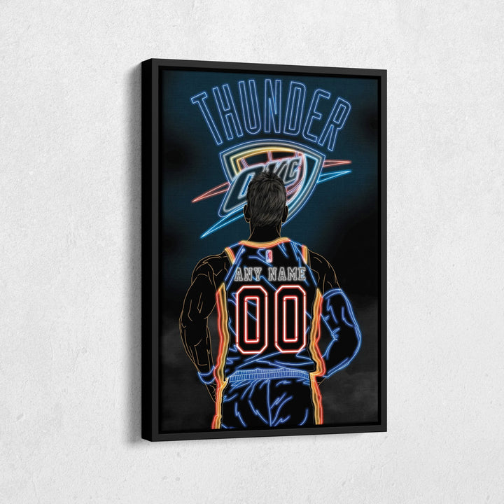 Oklahoma City Thunder Personalized Jersey Canvas | Neon Wall Art - CanvasNeon