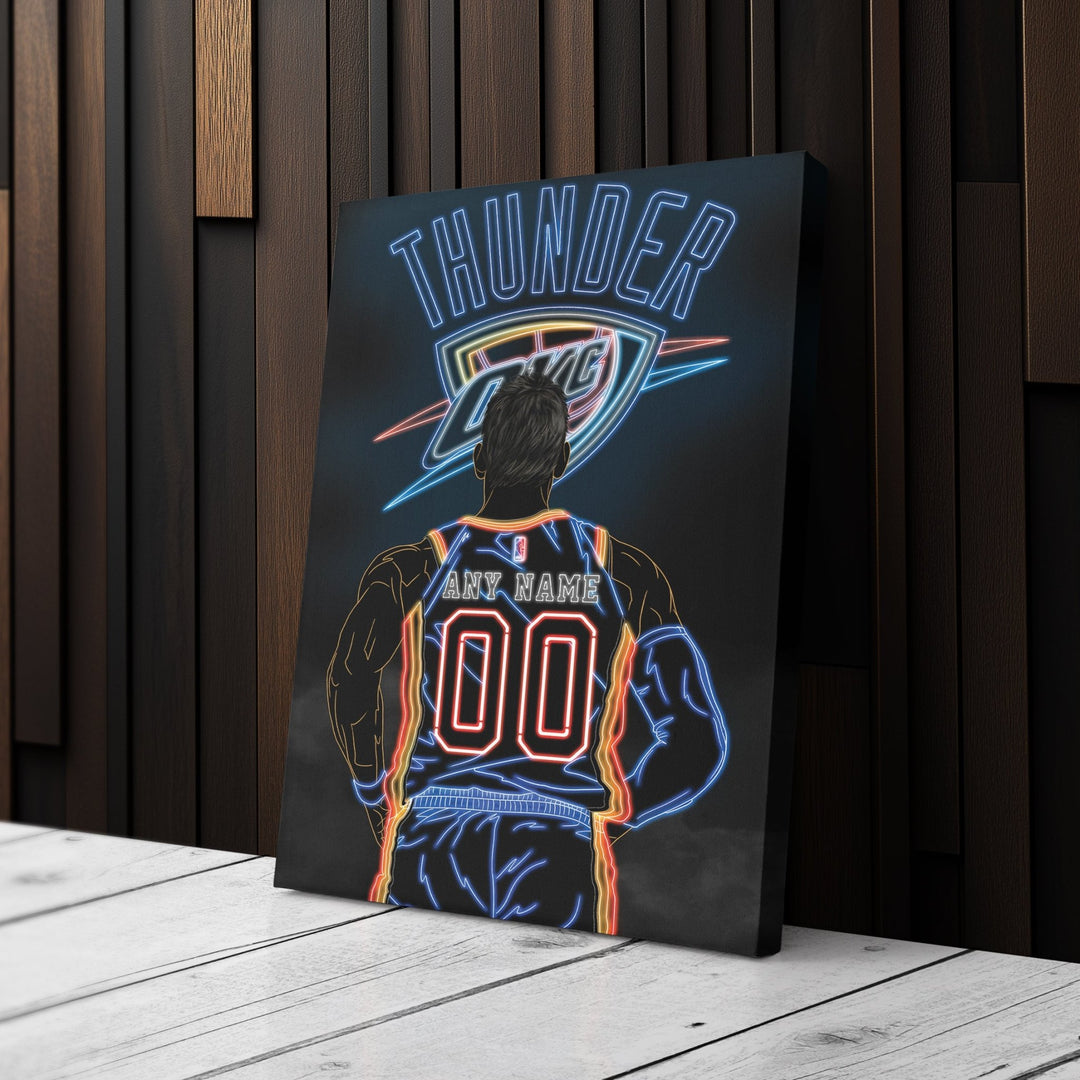 Oklahoma City Thunder Personalized Jersey Canvas | Neon Wall Art - CanvasNeon