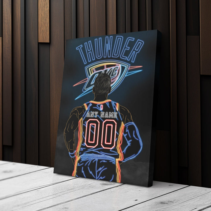 Oklahoma City Thunder Personalized Jersey Canvas | Neon Wall Art - CanvasNeon